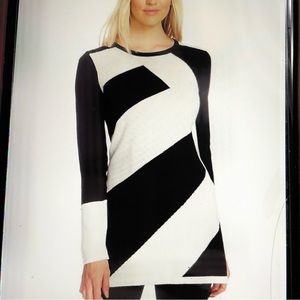 Vince Camuto Colorblock B/W Tunic Sweater